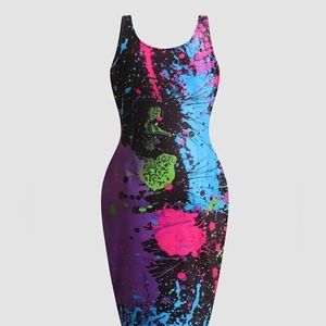 Women's Plus SplashPrint Scoop Neck Medium Stretch Bodycon Dress Size  2XL(16)